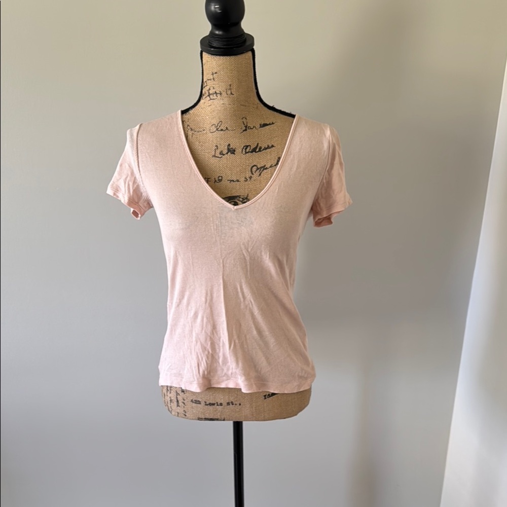 Ninety Percent size small Pink V-Neck Women's Top